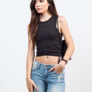Black Ribbed Crop Top Size S